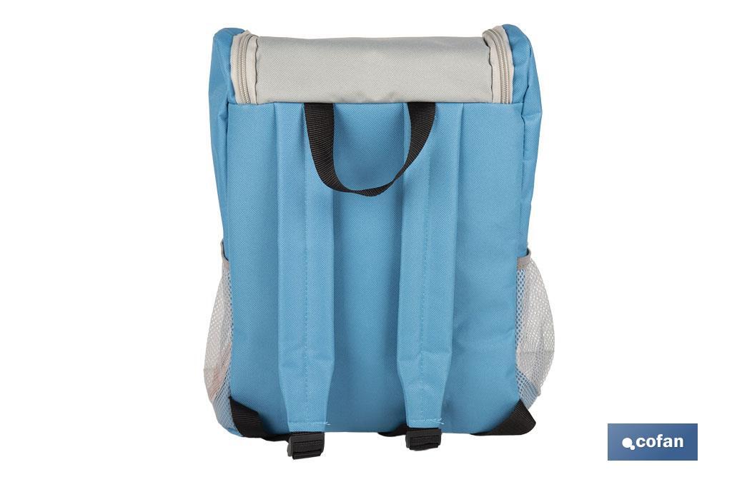 Mochila nevera isotérmica | Mochila de refrigeración | Capacidad: 10 litros | Color: Azul y gris | Medidas: 28 x 12,5 x 37 cm - Cofan
