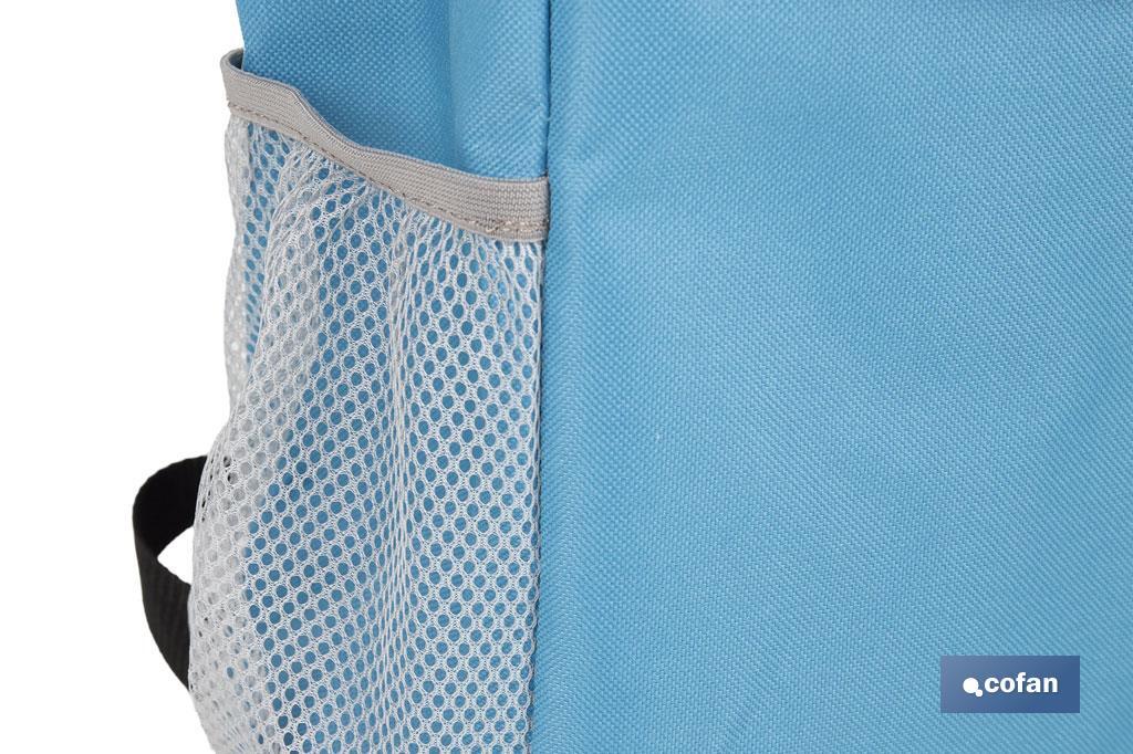 Mochila nevera isotérmica | Mochila de refrigeración | Capacidad: 10 litros | Color: Azul y gris | Medidas: 28 x 12,5 x 37 cm - Cofan