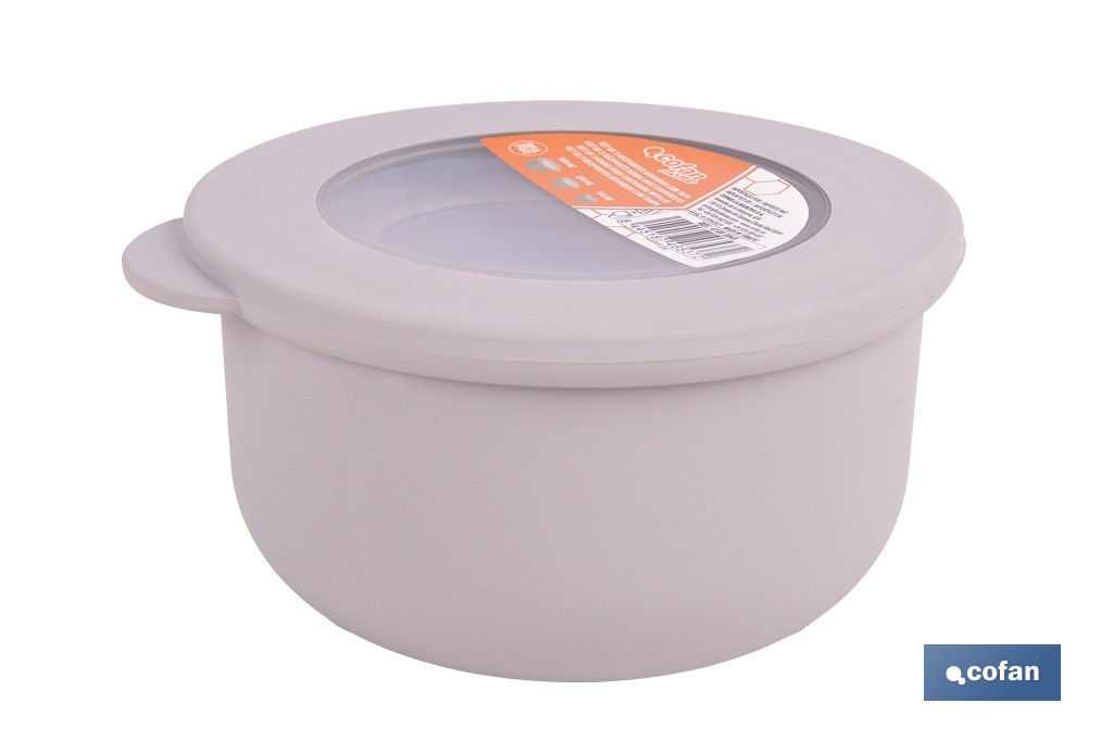Set de 3 recipientes redondos con tapa | Capacidad: 100 ml, 250 ml, 500 ml | Material: PP + TPE | Colores aleatorios gris, marrón o blanco - Cofan