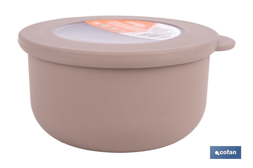 Set de 3 recipientes redondos con tapa | Capacidad: 100 ml, 250 ml, 500 ml | Material: PP + TPE | Colores aleatorios gris, marrón o blanco - Cofan