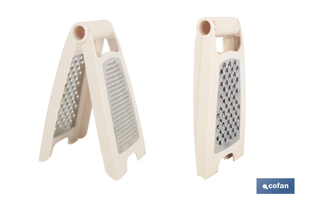 Rallador de cocina plegable con doble lado: fino y grueso | Base antideslizante | Colores aleatorios - Cofan