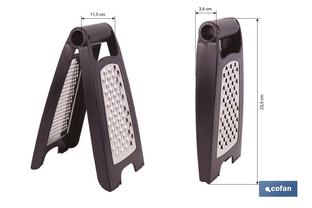 Rallador de cocina plegable con doble lado: fino y grueso | Base antideslizante | Colores aleatorios - Cofan