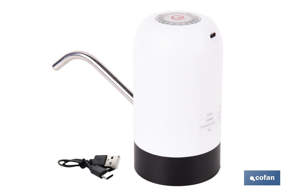 Dispensador de agua eléctrico | Grifo portátil para garrafas de agua | Adaptador universal incluido | Batería recargable de 1200 mAh con conexión USB-C - Cofan