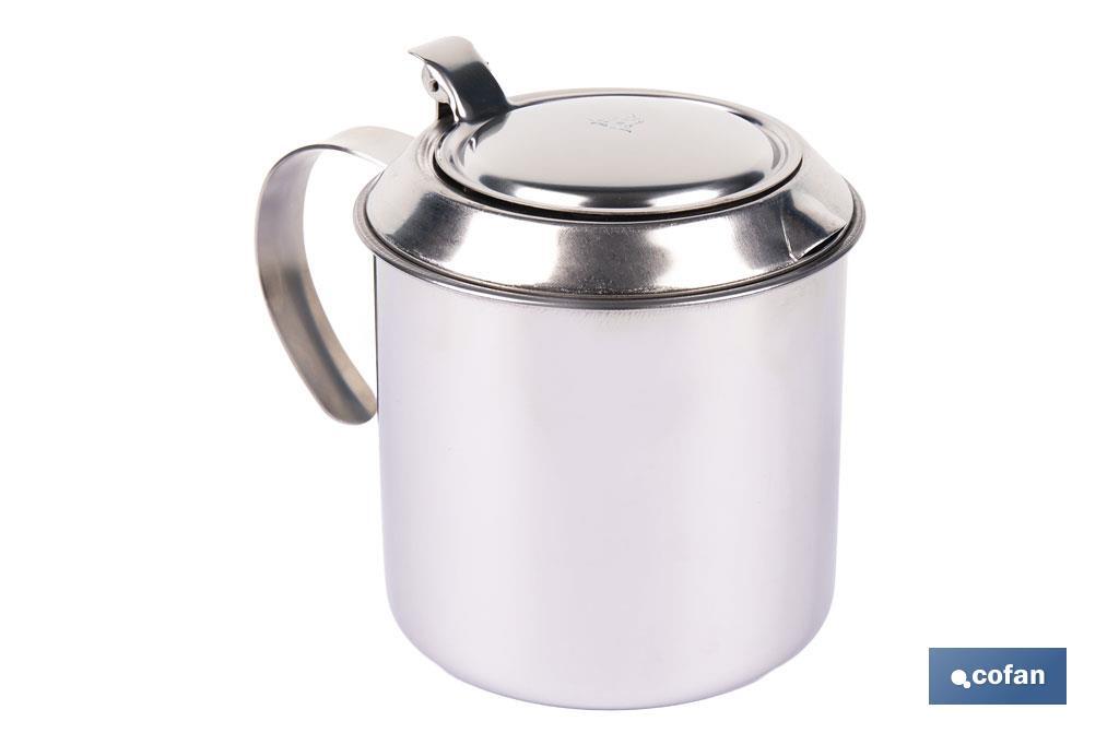 Grasera de acero inoxidable con filtro desmontable | Capacidad: 0,75 l | Disponible con icono para aceite de carne o de pescado - Cofan