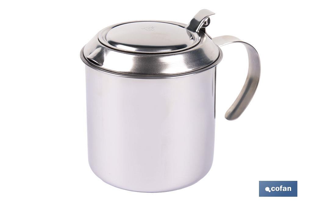 Grasera de acero inoxidable con filtro desmontable | Capacidad: 0,75 l | Disponible con icono para aceite de carne o de pescado - Cofan