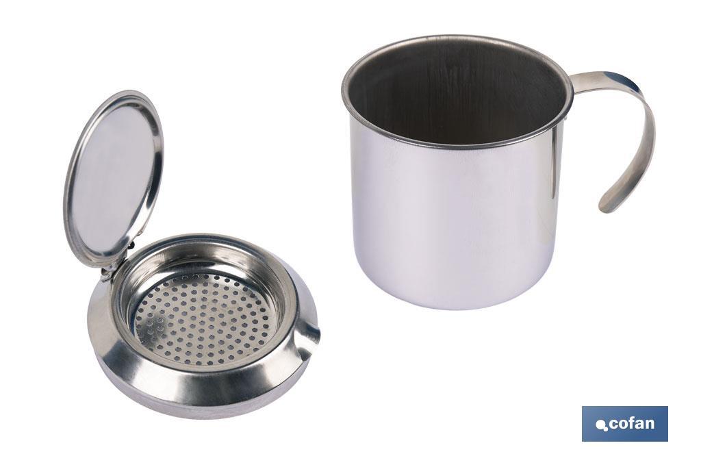 Grasera de acero inoxidable con filtro desmontable | Capacidad: 0,75 l | Disponible con icono para aceite de carne o de pescado - Cofan