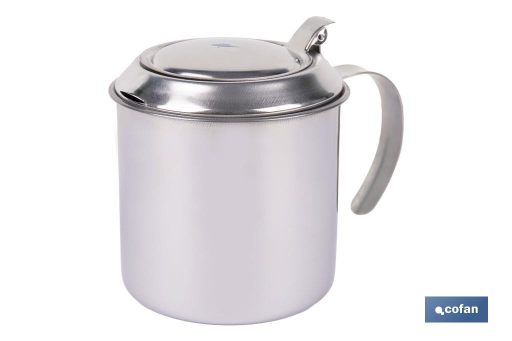 Grasera de acero inoxidable con filtro desmontable | Capacidad: 0,75 l | Disponible con icono para aceite de carne o de pescado - Cofan