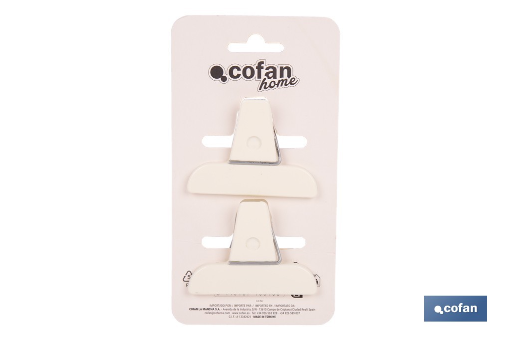 Pack de 2 pinzas para cerrar bolsas de alimentos | Color: beige - Cofan