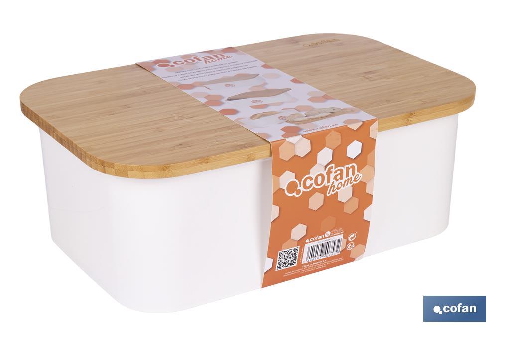 Panera con tapa de bambú | Diseño minimalista | Capacidad: 6,5 l | Perfecta para conservar pan fresco | Disponible en diferentes colores - Cofan