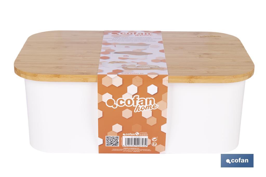 Panera con tapa de bambú | Diseño minimalista | Capacidad: 6,5 l | Perfecta para conservar pan fresco | Disponible en diferentes colores - Cofan