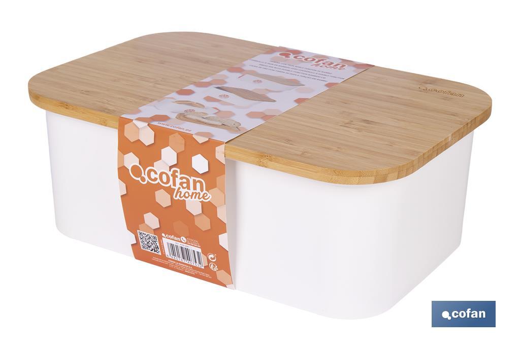Panera con tapa de bambú | Diseño minimalista | Capacidad: 6,5 l | Perfecta para conservar pan fresco | Disponible en diferentes colores - Cofan