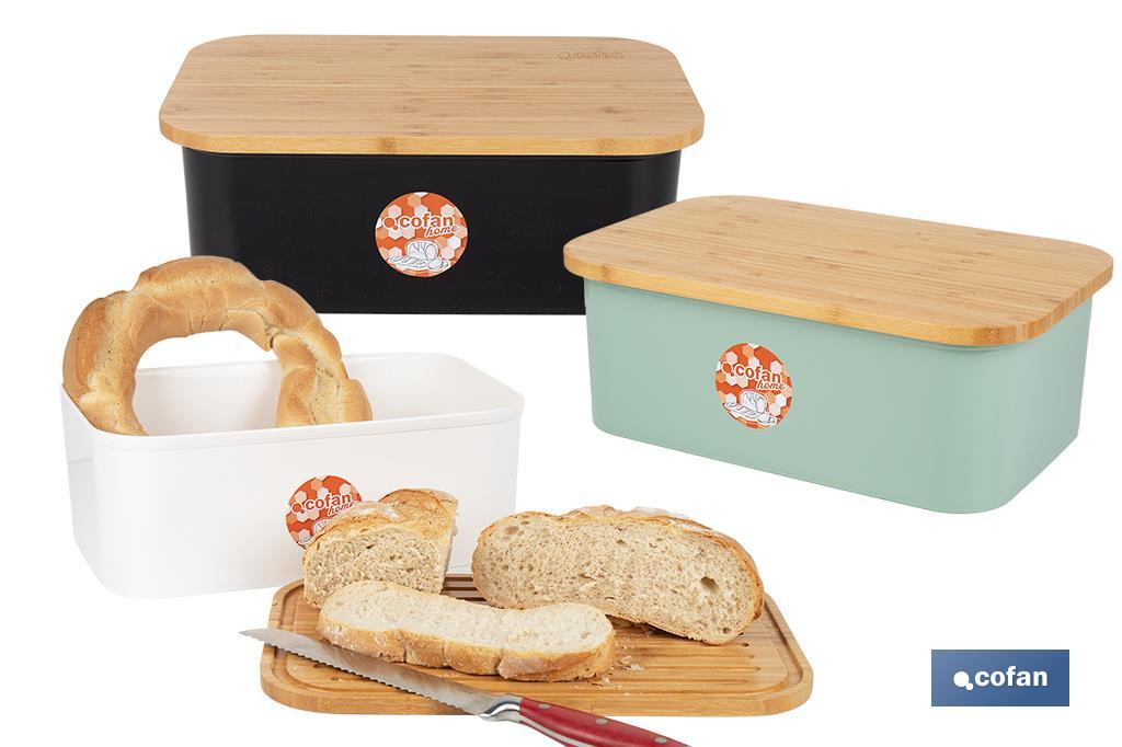 Panera con tapa de bambú | Diseño minimalista | Capacidad: 6,5 l | Perfecta para conservar pan fresco | Disponible en diferentes colores - Cofan
