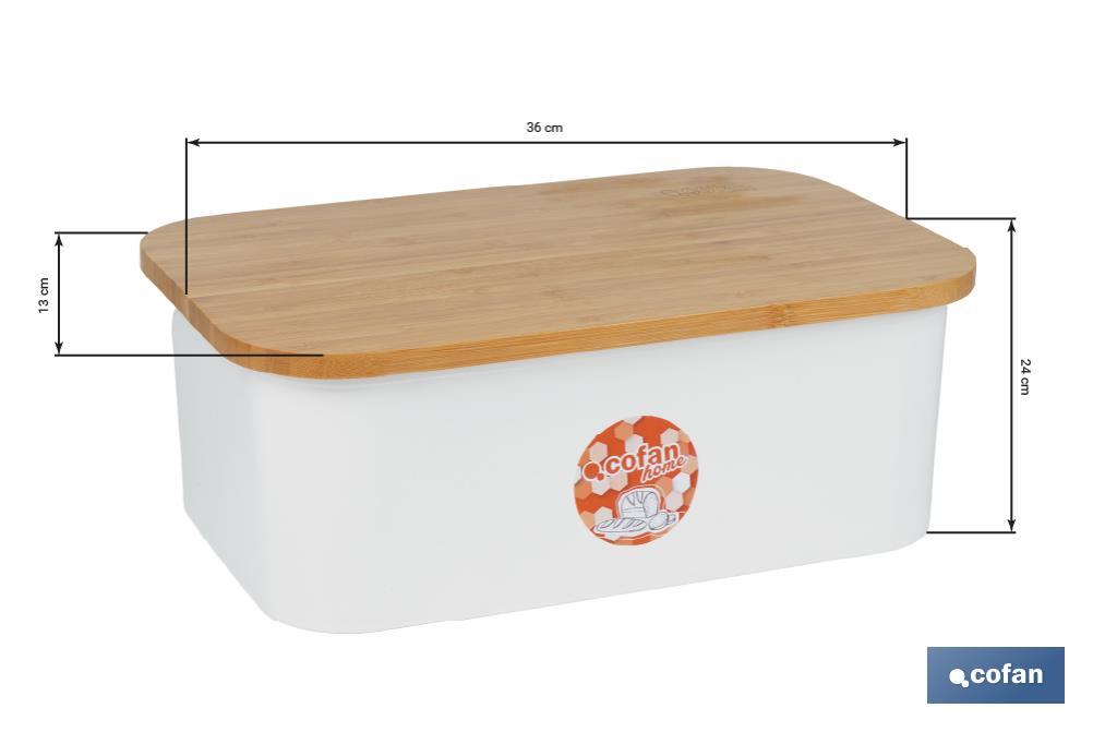 Panera con tapa de bambú | Diseño minimalista | Capacidad: 6,5 l | Perfecta para conservar pan fresco | Disponible en diferentes colores - Cofan