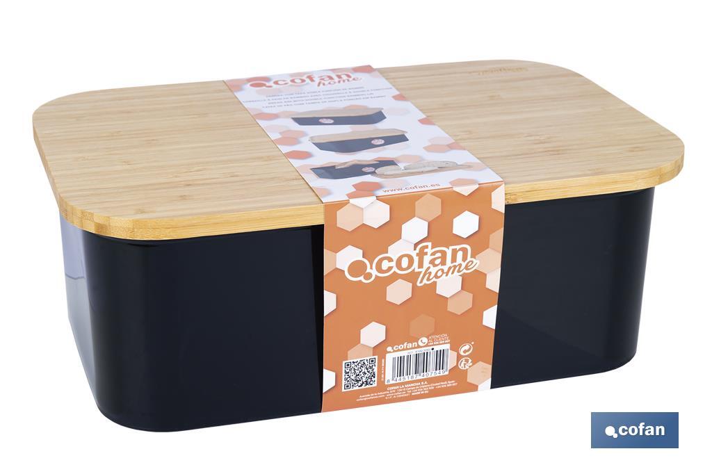 Panera con tapa de bambú | Diseño minimalista | Capacidad: 6,5 l | Perfecta para conservar pan fresco | Disponible en diferentes colores - Cofan