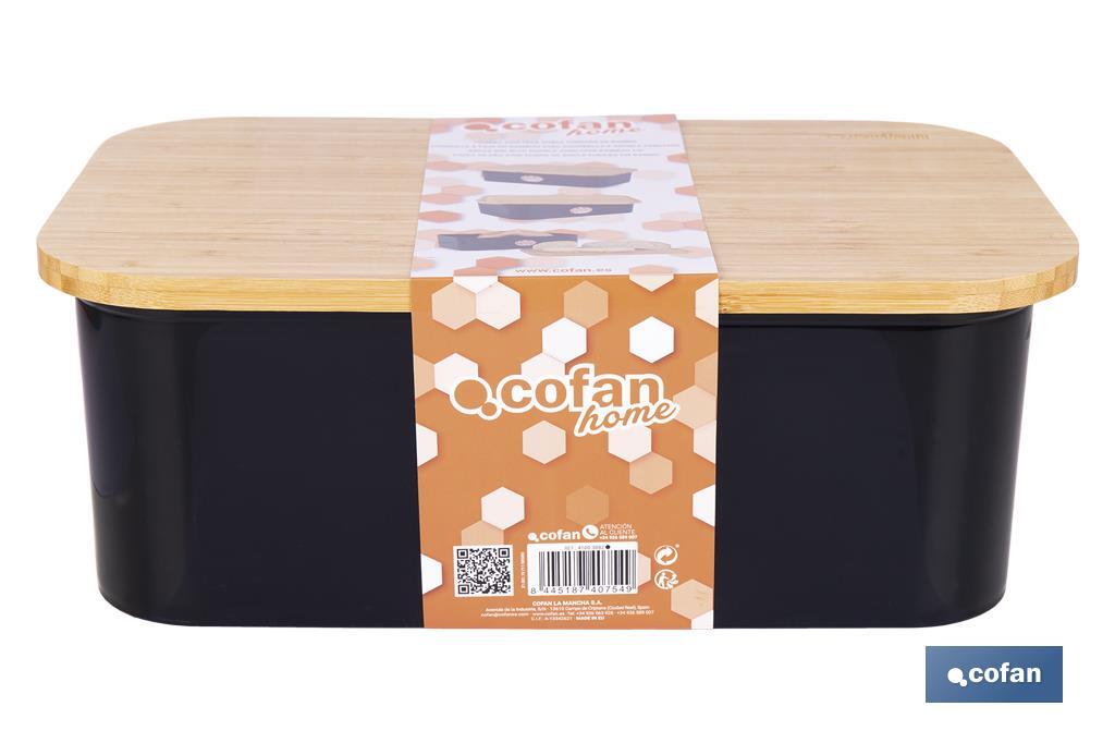 Panera con tapa de bambú | Diseño minimalista | Capacidad: 6,5 l | Perfecta para conservar pan fresco | Disponible en diferentes colores - Cofan