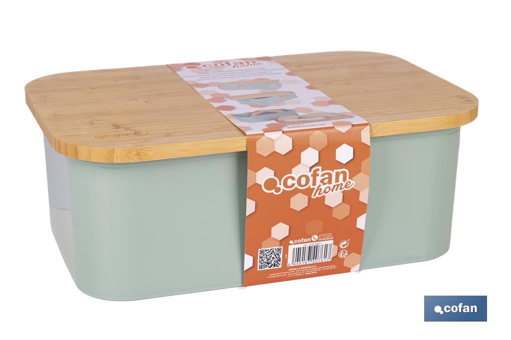 Panera con tapa de bambú | Diseño minimalista | Capacidad: 6,5 l | Perfecta para conservar pan fresco | Disponible en diferentes colores - Cofan