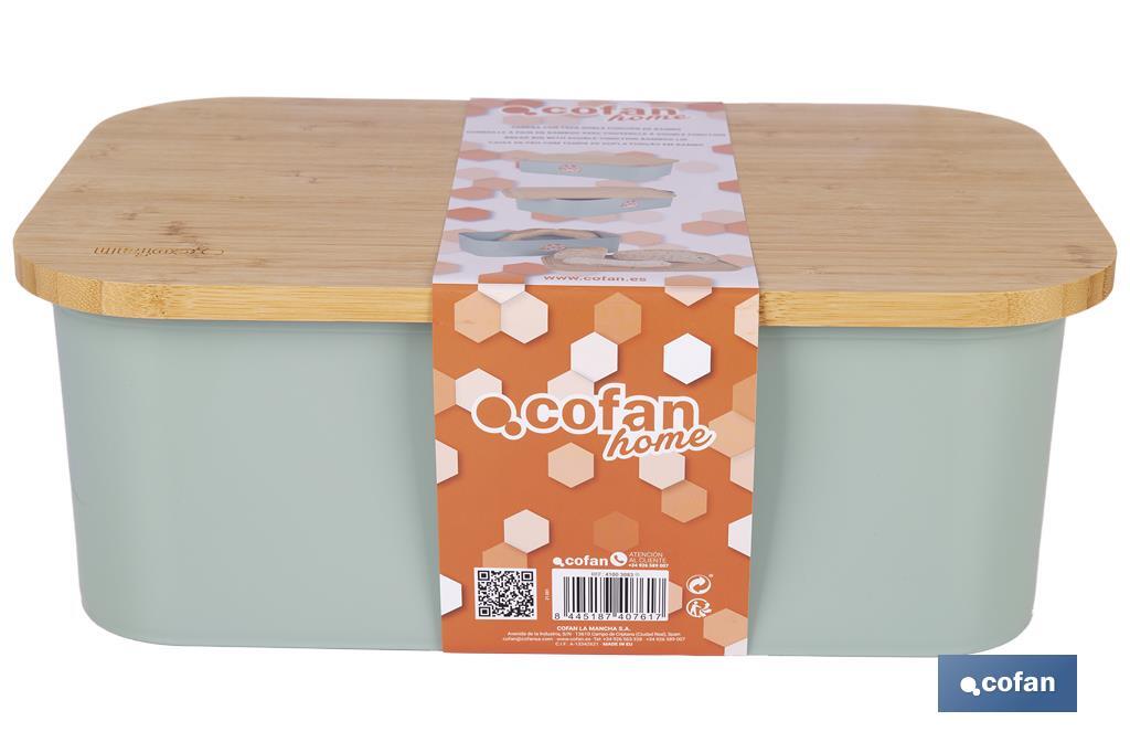 Panera con tapa de bambú | Diseño minimalista | Capacidad: 6,5 l | Perfecta para conservar pan fresco | Disponible en diferentes colores - Cofan