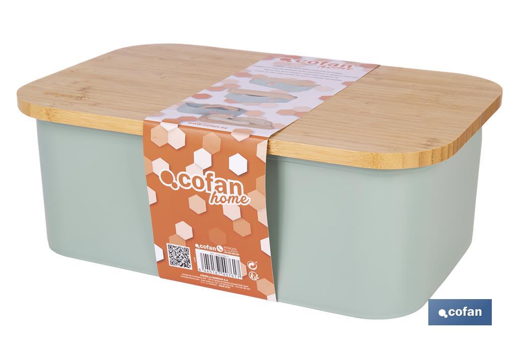 Panera con tapa de bambú | Diseño minimalista | Capacidad: 6,5 l | Perfecta para conservar pan fresco | Disponible en diferentes colores - Cofan