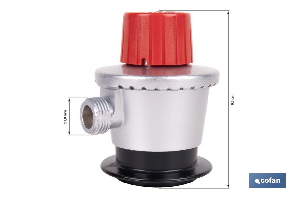 Regulador de gas butano/propano | Mando ajustable | Rosca izquierda 21,8 mm | Adecuado para sopletes y soldadores - Cofan