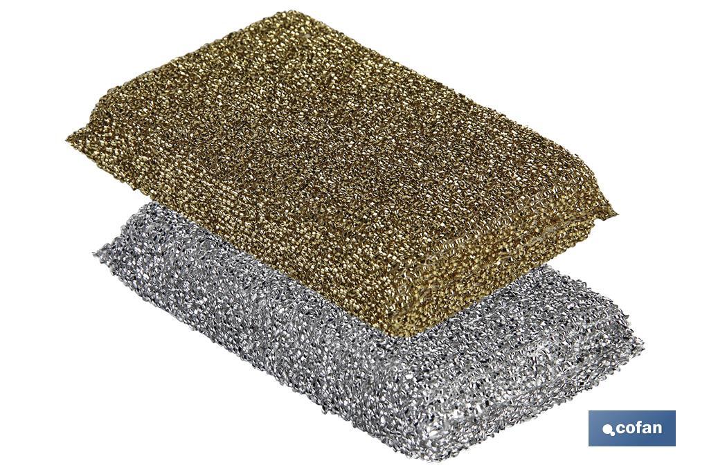 Pack of 2 gold and silver metallic scouring pads - Cofan