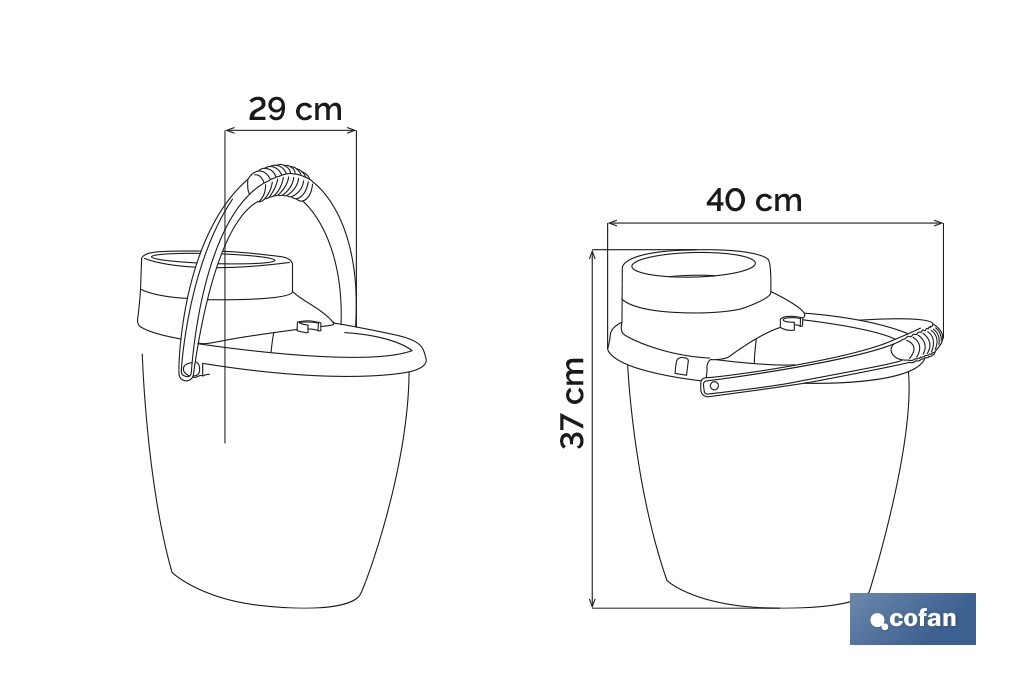 Pack de fregona con cubo y escurridor fácil | Capacidad de cubo de 14 litros - Cofan