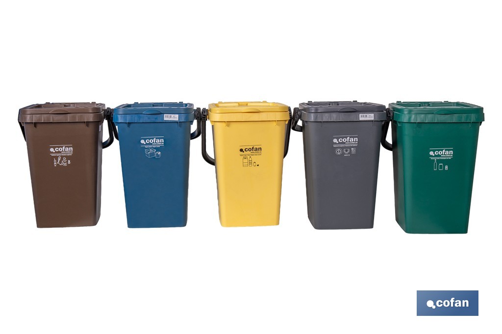 Contenedor de reciclaje amarillo | Cubo para residuos de plásticos y envases | Capacidad 25 litros - Cofan