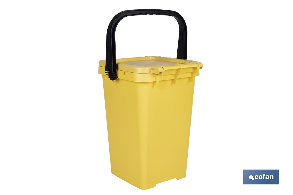 Contenedor de reciclaje amarillo | Cubo para residuos de plásticos y envases | Capacidad 25 litros - Cofan