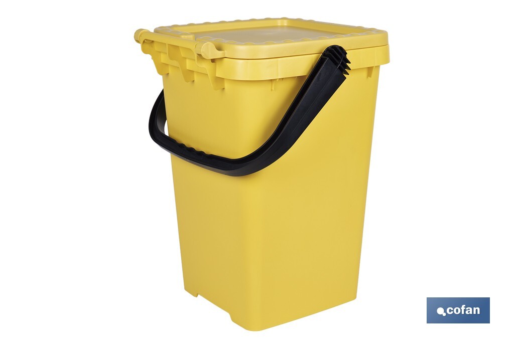 Contenedor de reciclaje amarillo | Cubo para residuos de plásticos y envases | Capacidad 25 litros - Cofan