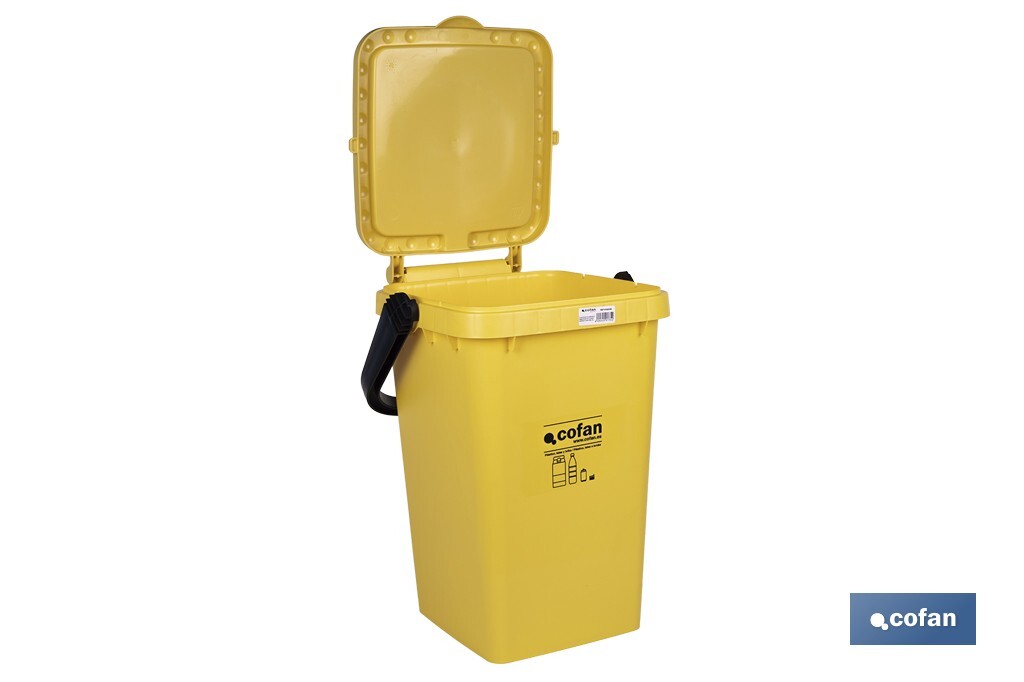 Contenedor de reciclaje amarillo | Cubo para residuos de plásticos y envases | Capacidad 25 litros - Cofan