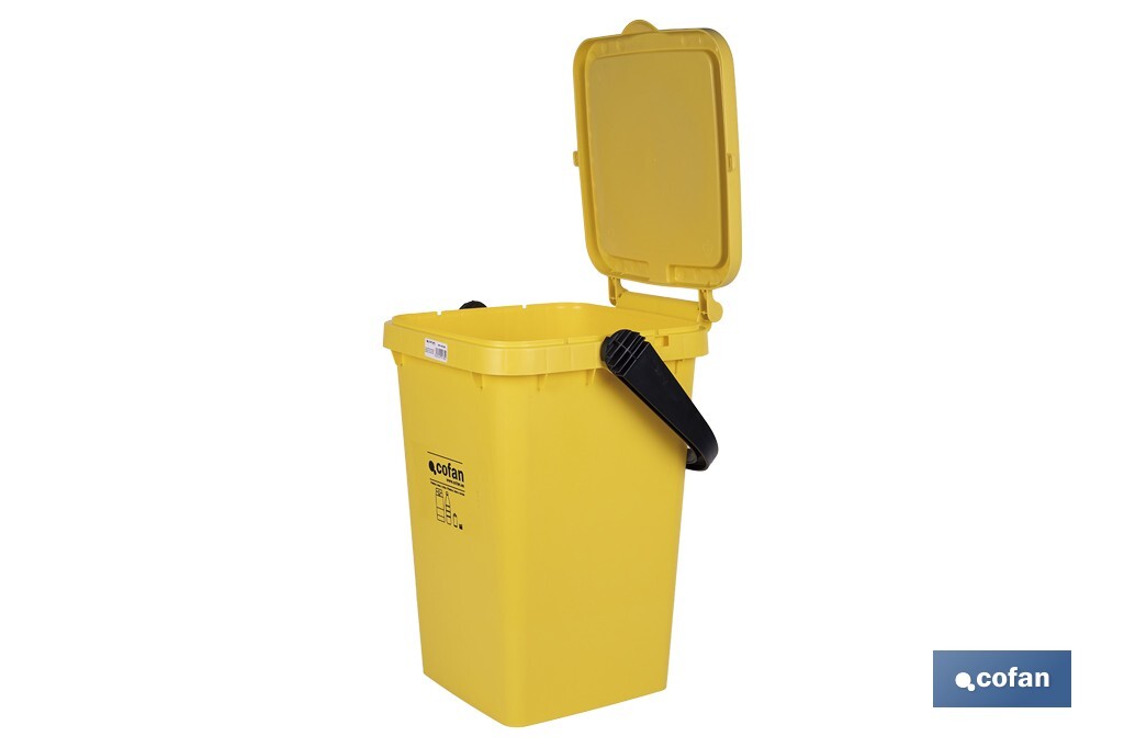 Contenedor de reciclaje amarillo | Cubo para residuos de plásticos y envases | Capacidad 25 litros - Cofan