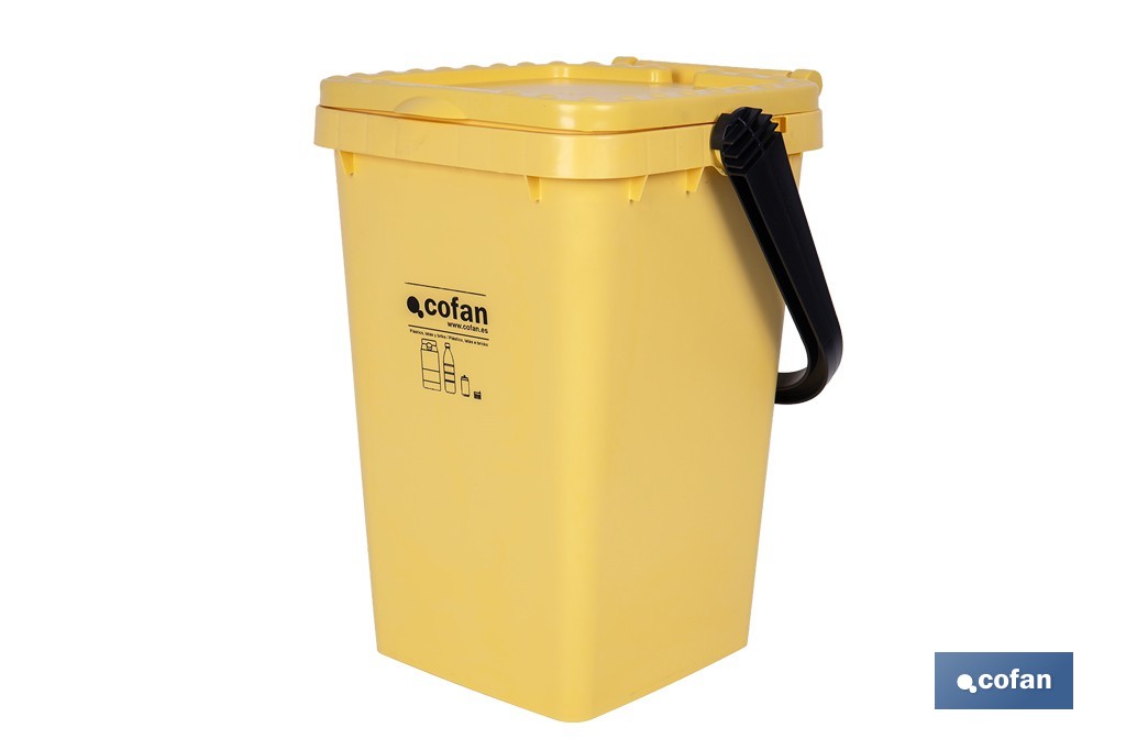 Contenedor de reciclaje amarillo | Cubo para residuos de plásticos y envases | Capacidad 25 litros - Cofan