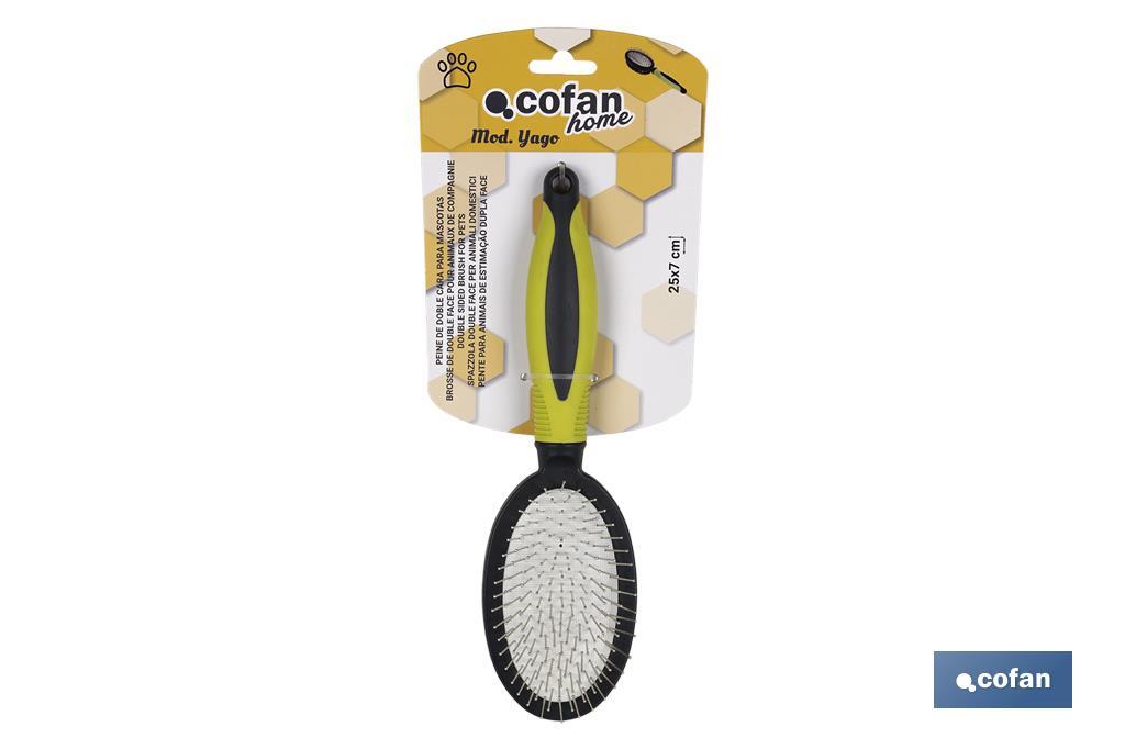 Pet comb | Double sided grooming brush | Green and black - Cofan