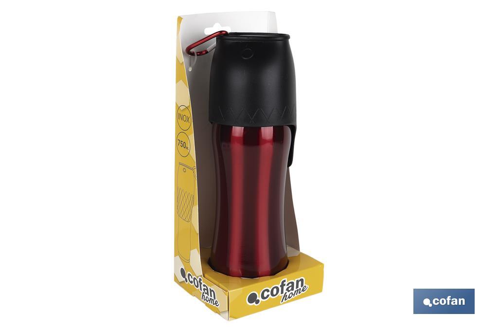 Botella portátil para perros | Capacidad para 750 ml | Color Cereza - Cofan