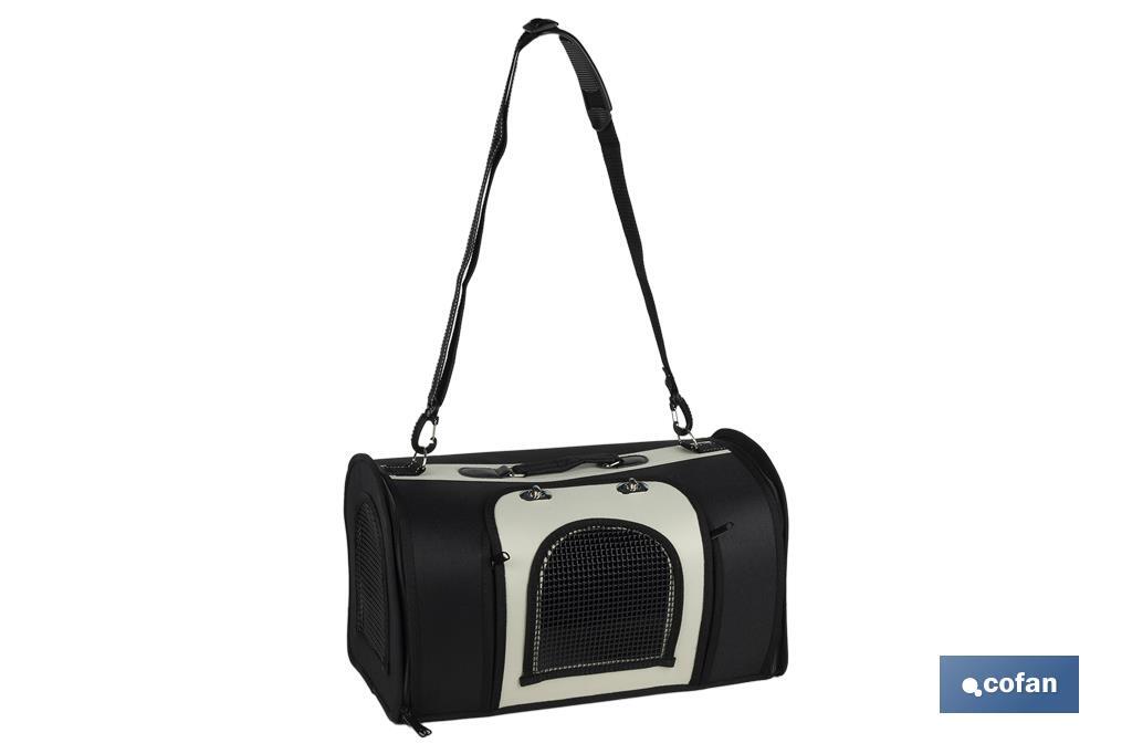 Pet carrier bag | Size: 43 x 25 x 29cm | Black and silver-coloured - Cofan