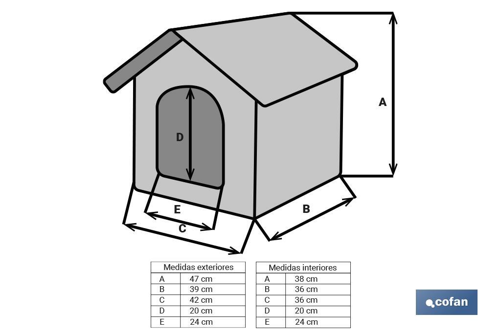 Casita de tela para Mascotas | Casa Portátil Lavable | Medida exterior: 47 x 39 x 42 cm - Cofan