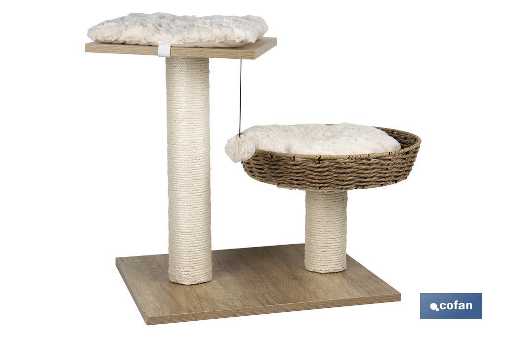 Tiragraffi con giochino per gatti | Beige | Dimensioni: 48 X 39 X 51 cm - Cofan