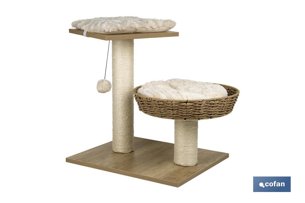 Tiragraffi con giochino per gatti | Beige | Dimensioni: 48 X 39 X 51 cm - Cofan