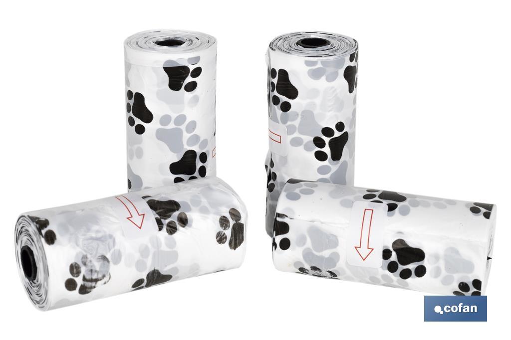 Bolsas de Basura para excrementos de perros, 4 rollos de15 bolsas, Medidas: 35,5 x 23 cm