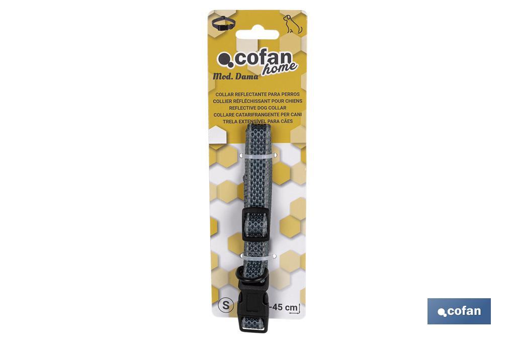 Reflective dog collar | Colour: grey | Available in various sizes - Cofan