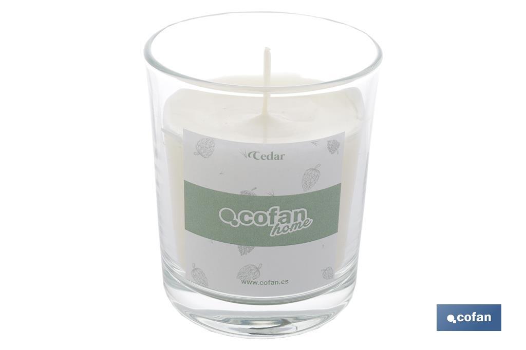 Vela aromática de cera vegetal | Aroma a cedro | Mecha de algodón - Cofan