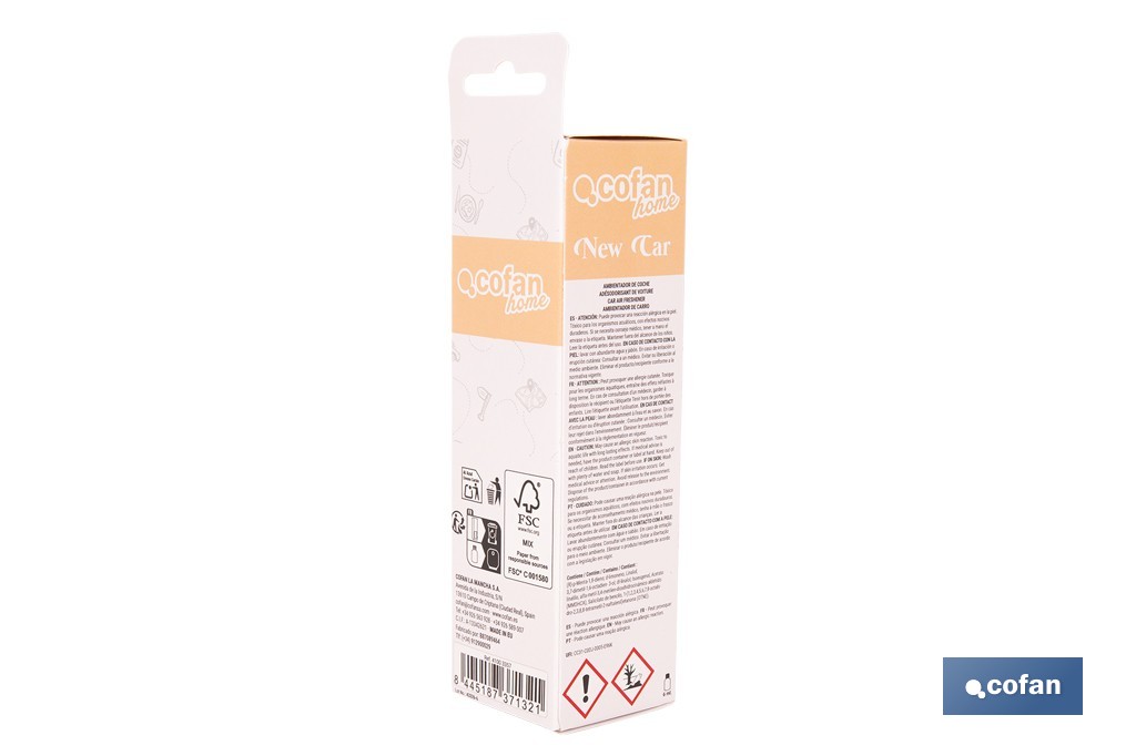 Diffusore per macchine | Tappo di legno | Aroma di auto nuova - Cofan
