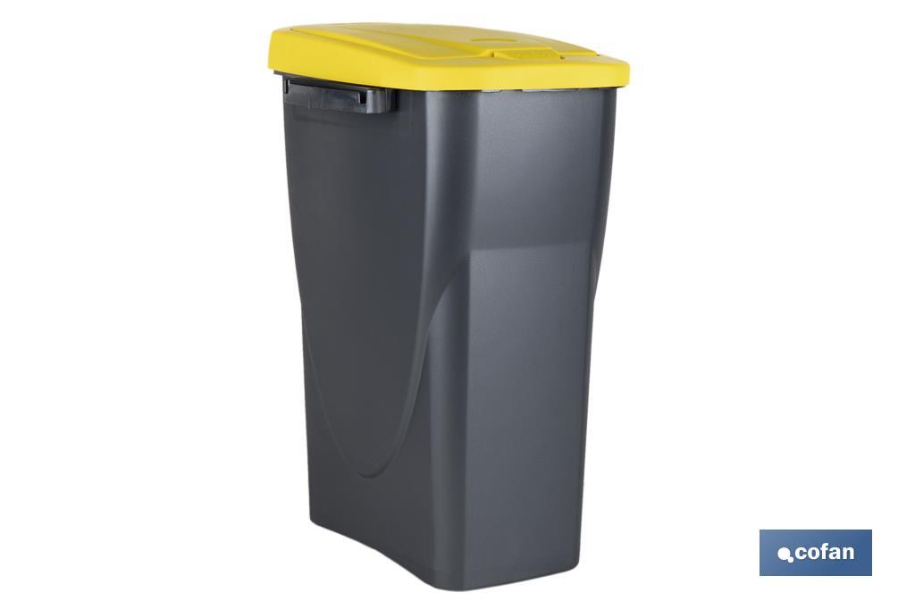 Yellow recycling bin | Suitable for recycling plastics and packaging materials | Available in three different capacities and sizes - Cofan