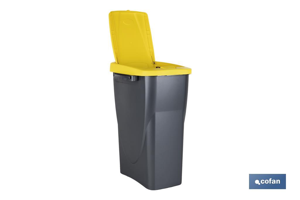 Caixote do lixo amarelo para reciclar plásticos e embalagens | Três medidas e capacidades diferentes - Cofan