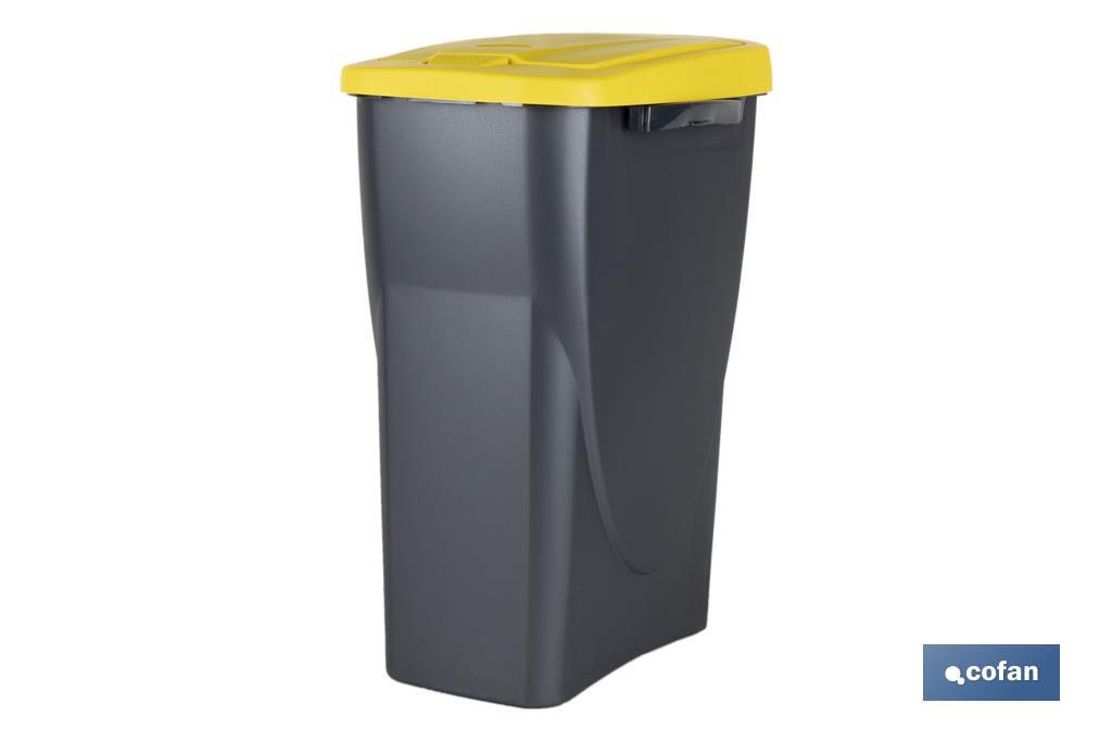 Cubo de basura amarillo para reciclar plásticos y envases | Tres medidas y capacidades diferentes - Cofan