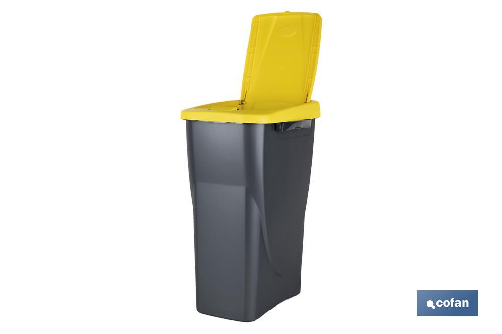 Cubo de basura amarillo para reciclar plásticos y envases | Tres medidas y capacidades diferentes - Cofan