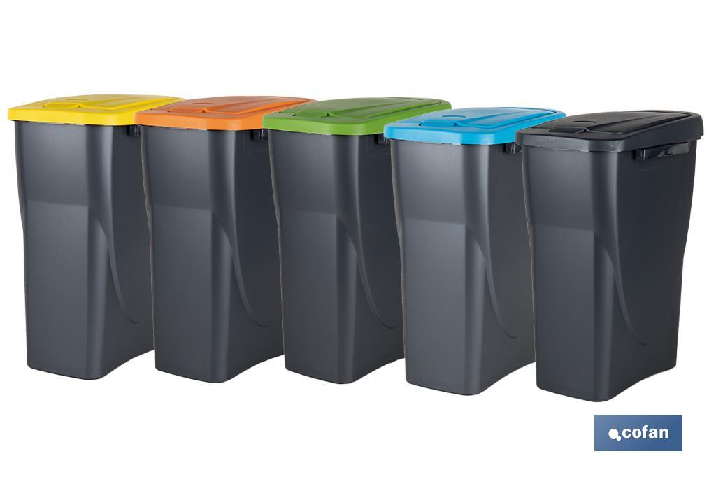 Yellow recycling bin | Suitable for recycling plastics and packaging materials | Available in three different capacities and sizes - Cofan