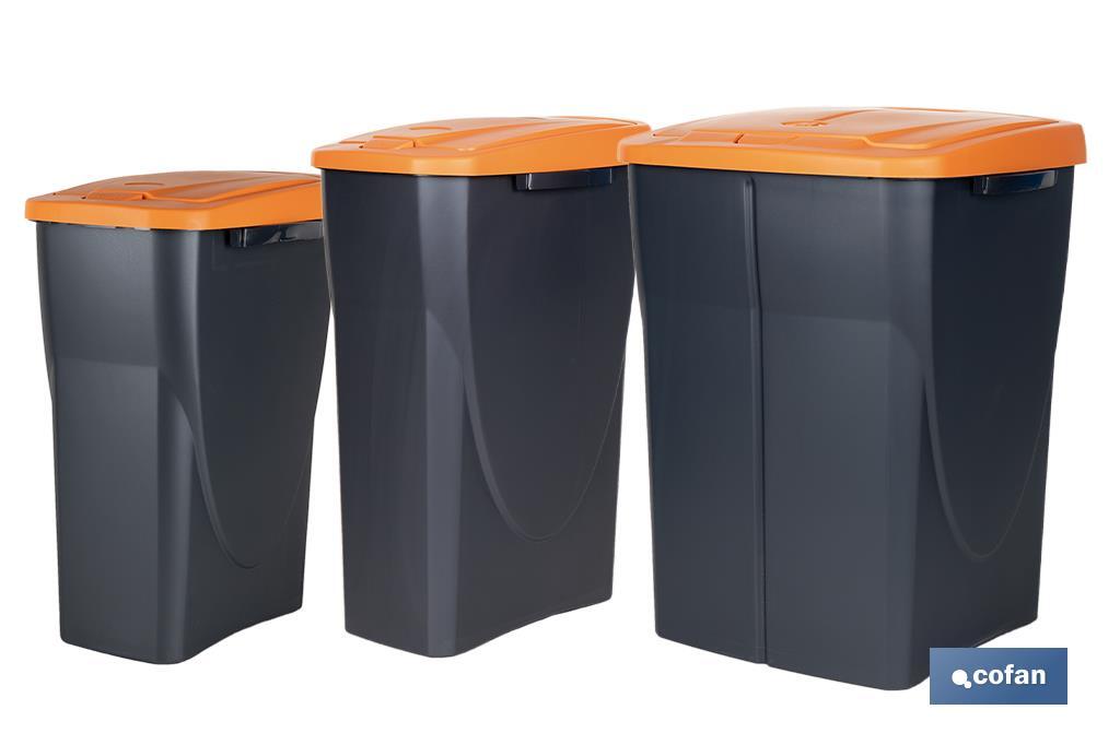 Orange recycling bin | Suitable for recycling organic waste | Available in three different capacities and sizes - Cofan