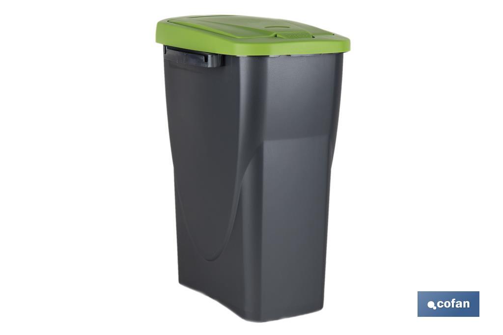 Cubo de basura verde para reciclar materiales de vidrio | Tres medidas y capacidades diferentes - Cofan