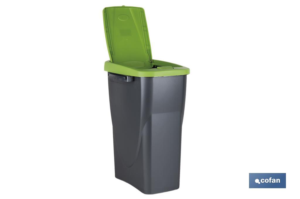 Secchio della spazzatura verde per riciclare il vetro | Tre misure e capacità diverse - Cofan