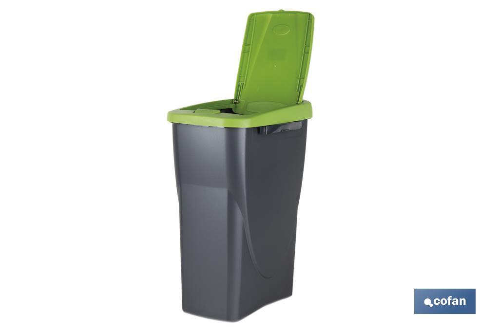 Cubo de basura verde para reciclar materiales de vidrio | Tres medidas y capacidades diferentes - Cofan